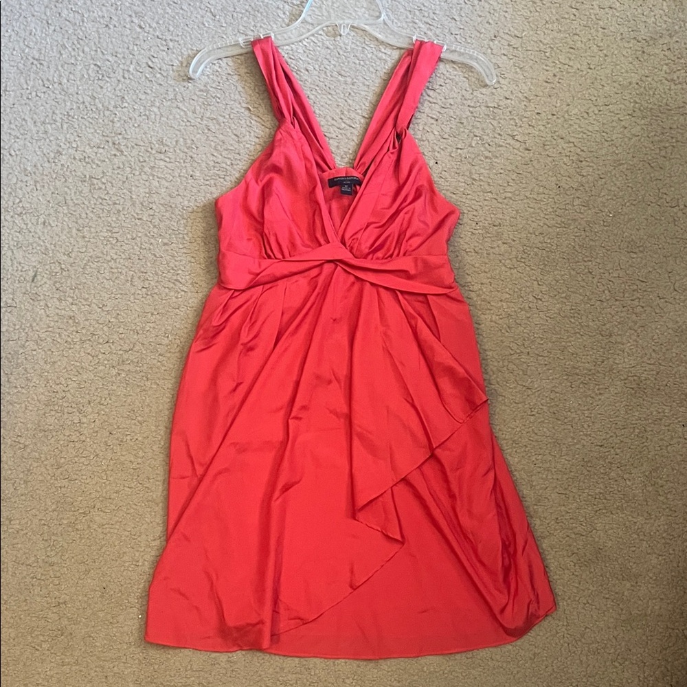 Banana Republic Coral-Red Twist Front Midi Dress